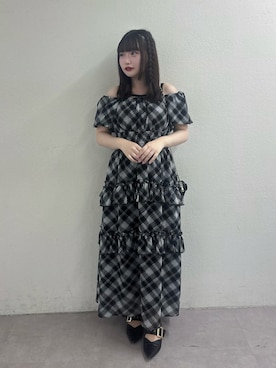 「continuer de NICE CLAUP(コンティニューデナイスクラップ)のたっぷりのティアードフリルが目を惹く、バルーン袖ティアードワンピース(ワンピース、その他)」を使った、maimaiさん(レディース・154cm)の夏コーディネート