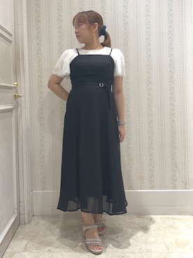 「couture brooch（クチュールブローチ）の【洗える】袖レース テレコトップス（Tシャツ/カットソー、ホワイト系）」を使った、nanaさん（レディース・153cm）の夏コーディネート