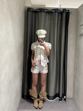 「アイテム（キャスケット）」を使った、レイアさん（レディース・160cm）の夏コーディネート