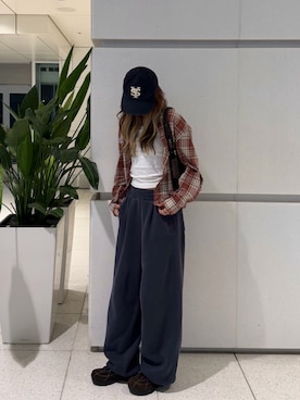 「アイテム（スウェットパンツ）」を使った、saraさん（レディース・172cm）の秋コーディネート
