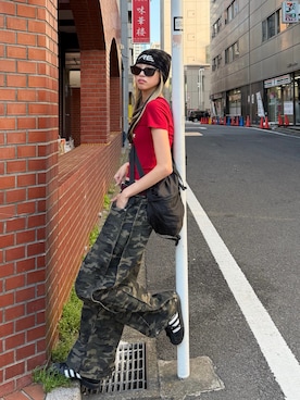 「アイテム（ベルト）」を使った、saraさん（レディース・172cm）の春コーディネート