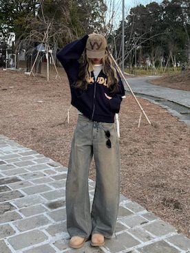 「アイテム（キャップ）」を使った、saraさん（レディース・172cm）の春コーディネート