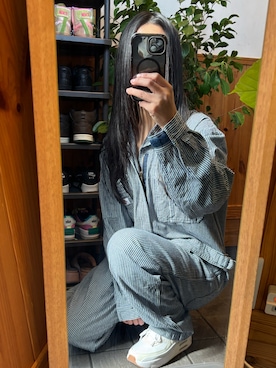 「アイテム（つなぎ/オールインワン）」を使った、すずめさん（レディース・163cm）の秋コーディネート