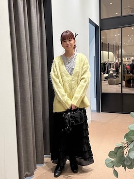 「アイテム（カーディガン/ボレロ、イエロー系）」を使った、いまみさん（レディース・158cm）の秋コーディネート