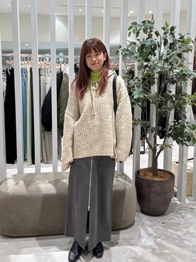 「LOWRYS FARM（ローリーズファーム）のメランジフードニットプルオーバー  581131（ニット/セーター）」を使った、いまみさん（レディース・158cm）の秋コーディネート