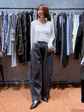 「PAGEBOY（ページボーイ）のカップツキFITキャミ（キャミソール、ホワイト系）」を使った、yamadaさん（レディース・160cm）の春コーディネート