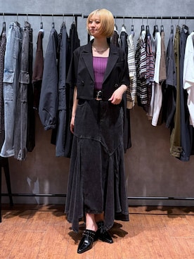 「PAGEBOY（ページボーイ）のフラップデザインショートジャケット（テーラードジャケット、ブラック系）」を使った、yamadaさん（レディース・160cm）の夏コーディネート
