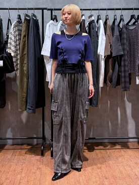 「PAGEBOY（ページボーイ）の【マシンウォッシャブル/前後2WAY】レースアップリブ×タンクSET（Tシャツ/カットソー、ブルー系）」を使った、yamadaさん（レディース・160cm）の夏コーディネート