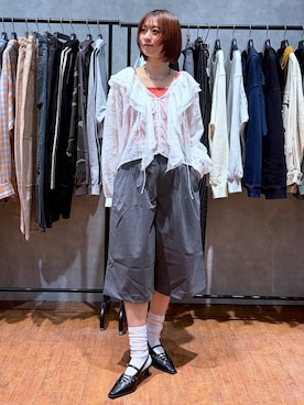 「PAGEBOY（ページボーイ）の＜自宅で洗える！イージーケア＞ スクエアネックリブタンク（タンクトップ、ピンク系）」を使った、yamadaさん（レディース・160cm）の春コーディネート