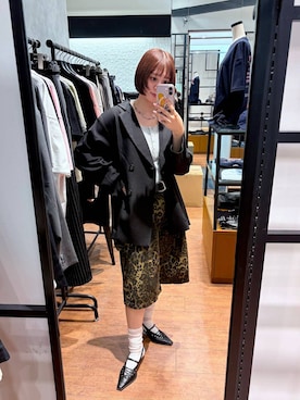 「PAGEBOY（ページボーイ）のヴィンテージバックルベルト/新色追加（ベルト、ブラック系）」を使った、yamadaさん（レディース・160cm）の春コーディネート