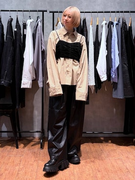 「PAGEBOY（ページボーイ）のレースアップトラックブーツ【ストレッチ/抗菌防臭/軽量/美脚】（ブーツ、ブラック系）」を使った、yamadaさん（レディース・160cm）の秋コーディネート