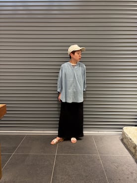 「URBAN RESEARCH DOORS（アーバンリサーチドアーズ）のシアーデニムピンタックドルマンブラウス（シャツ/ブラウス、ブルー系）」を使った、sayakaさん（レディース・152cm）の夏コーディネート