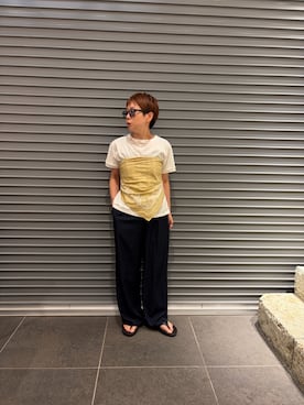 「URBAN RESEARCH DOORS（アーバンリサーチドアーズ）のドライタッチリラックスパンツ（その他パンツ、ブルー系）」を使った、sayakaさん（レディース・152cm）の夏コーディネート