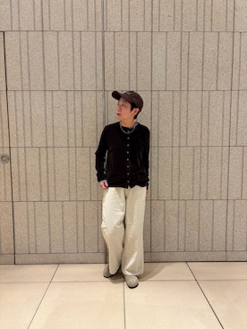 「URBAN RESEARCH DOORS（アーバンリサーチドアーズ）のシアーベロアカーディガン（カーディガン/ボレロ、ブラウン系）」を使った、sayakaさん（レディース・152cm）の秋コーディネート