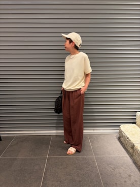 「URBAN RESEARCH DOORS（アーバンリサーチドアーズ）のタックフライスフレンチTシャツ（Tシャツ/カットソー、ベージュ系）」を使った、sayakaさん（レディース・152cm）の夏コーディネート