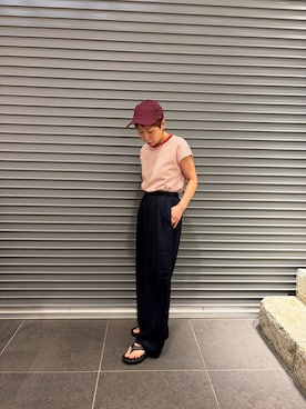 「URBAN RESEARCH DOORS（アーバンリサーチドアーズ）のドライタッチリラックスパンツ（その他パンツ、ブルー系）」を使った、sayakaさん（レディース・152cm）の夏コーディネート