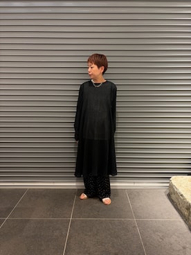 「URBAN RESEARCH DOORS（アーバンリサーチドアーズ）の『接触冷感/吸水速乾』ドットドライタッチリラックスパンツ（その他パンツ、ブラック系）」を使った、sayakaさん（レディース・152cm）の夏コーディネート