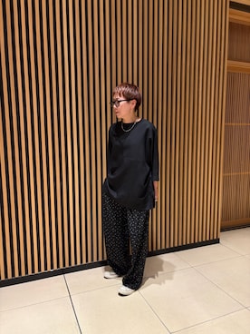 「FORK&SPOON（フォークアンドスプーン）のFORK&SPOON　プルオーバーブラウス（シャツ/ブラウス、ブラック系）」を使った、sayakaさん（レディース・152cm）の春コーディネート
