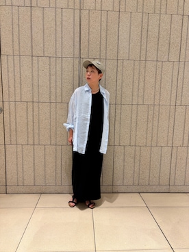 「URBAN RESEARCH DOORS（アーバンリサーチドアーズ）の2WAYタンクトップワンピース｜UVカット/日除け/吸水速乾/接触冷感/マシンウォッシャブル（ワンピース、ブラック系）」を使った、sayakaさん（レディース・152cm）の夏コーディネート