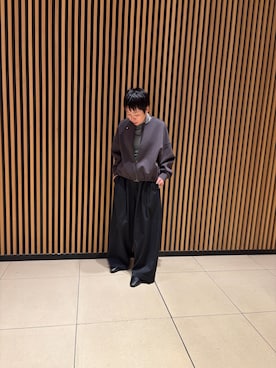「FORK&SPOON（フォークアンドスプーン）のFORK&SPOON　ツータックワイドイージーパンツ（その他パンツ、ブラック系）」を使った、sayakaさん（レディース・152cm）の秋コーディネート