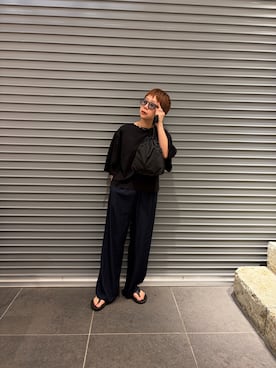 「URBAN RESEARCH DOORS（アーバンリサーチドアーズ）のドライタッチリラックスパンツ（その他パンツ、ブルー系）」を使った、sayakaさん（レディース・152cm）の夏コーディネート