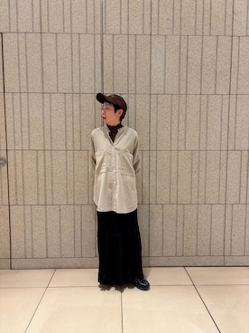 「URBAN RESEARCH DOORS（アーバンリサーチドアーズ）のデニムバンドカラーシャツ（シャツ/ブラウス、ベージュ系）」を使った、sayakaさん（レディース・152cm）の秋コーディネート