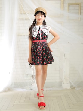 「JENNI（ジェニィ）のアイテム（ワンピース、ブラック系）」を使った、sakami101さん（キッズ・152cm）の夏コーディネート