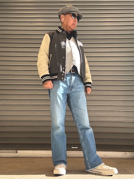 「アイテム（デニムパンツ）」を使った、Ken Nさん（メンズ・168cm）の秋コーディネート