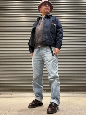 「newhattan（ニューハッタン）のNEWHATTAN Pigment Bucket Hat（ハット、レッド系）」を使った、Ken Nさん（メンズ・168cm）の春コーディネート