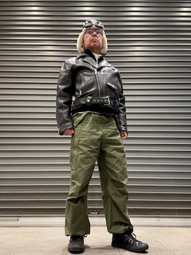 「アイテム（ライダースジャケット）」を使った、Ken Nさん（メンズ・168cm）の冬コーディネート