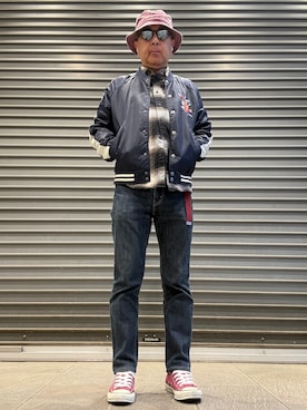 「Levi's（リーバイス）のLevi’s 511 スリムフィットテーパードデニム（デニムパンツ、ブラック系）」を使った、Ken Nさん（メンズ・168cm）の春コーディネート