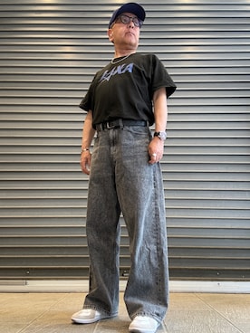 「XLARGE（エクストララージ）のXLARGE EMBOSSED DENIM PANTS（デニムパンツ、ブラック系）」を使った、Ken Nさん（メンズ・168cm）の春コーディネート