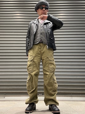 「アイテム（ハンチング/ベレー帽）」を使った、Ken Nさん（メンズ・168cm）の秋コーディネート