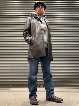 「アイテム（ハンチング/ベレー帽）」を使った、Ken Nさん（メンズ・168cm）の冬コーディネート