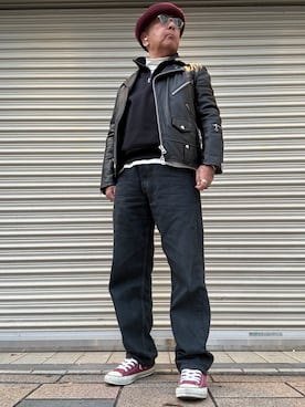 「アイテム（ハンチング/ベレー帽）」を使った、Ken Nさん（メンズ・168cm）の冬コーディネート