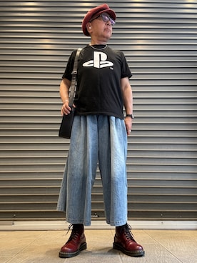 「ANAGRAMのANAGRAM キャスケット  / burgundy Made in Korea（キャスケット、レッド系）」を使った、Ken Nさん（メンズ・168cm）の春コーディネート
