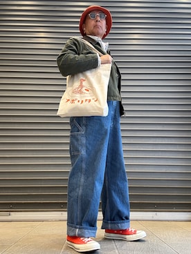 「STUSSY（ステューシー）のStüssy バケットハット / オレンジ（ハット、オレンジ系）」を使った、Ken Nさん（メンズ・168cm）の冬コーディネート