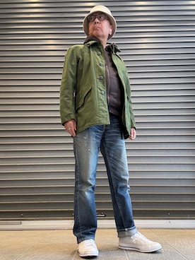 「green label relaxing（グリーンレーベルリラクシング）のGLR ニット バケットハット（ハット、ベージュ系）」を使った、Ken Nさん（メンズ・168cm）の春コーディネート