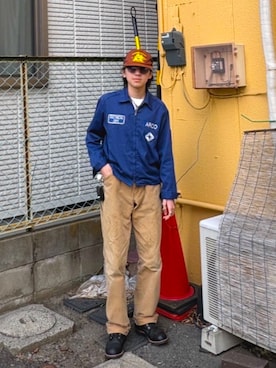 「VINTAGE（ヴィンテージ）のアイテム（その他パンツ、ベージュ系）」を使った、ko（こう）さん（メンズ・170cm）の春コーディネート