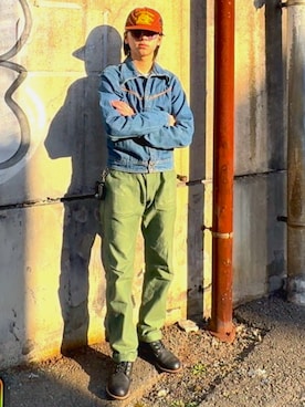 「orSlow（オアスロウ）のアイテム（パンツ）」を使った、ko（こう）さん（メンズ・170cm）の春コーディネート