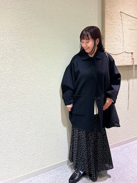 「かぐれ（カグレ）のコットンドットスカート（スカート、ブラック系）」を使った、こもりさん（レディース・146cm）の秋コーディネート