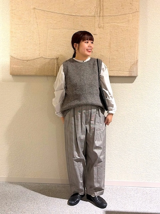「かぐれ（カグレ）のペルーローゲージニットベスト（ベスト）」を使った、こもりさん（レディース・146cm）の秋コーディネート