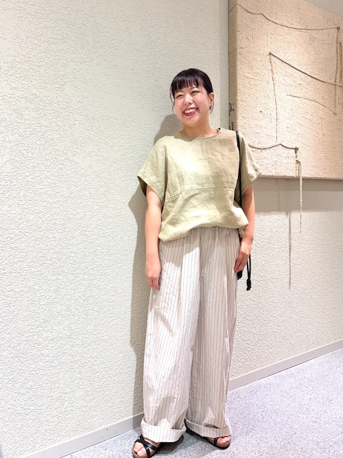 かぐれ リネンシャツ ブラウス シャツ 半袖 リネンサークルプル