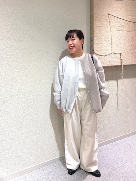 「かぐれ（カグレ）のウールコットンシャツカーディガン（シャツ/ブラウス、グレー系）」を使った、こもりさん（レディース・146cm）の秋コーディネート