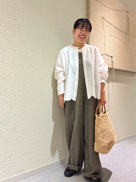 「かぐれ（カグレ）のエンブロイダリーブラウス（シャツ/ブラウス、ホワイト系）」を使った、こもりさん（レディース・146cm）の春コーディネート