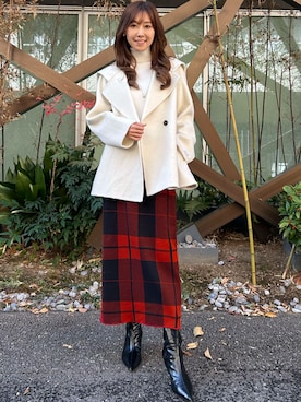 「アイテム（ピーコート）」を使った、GIRLさん（レディース・165cm）の冬コーディネート