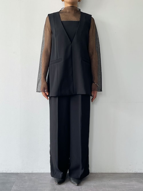 セール】チュール レイヤード トップス ワイドパンツ セットアップ