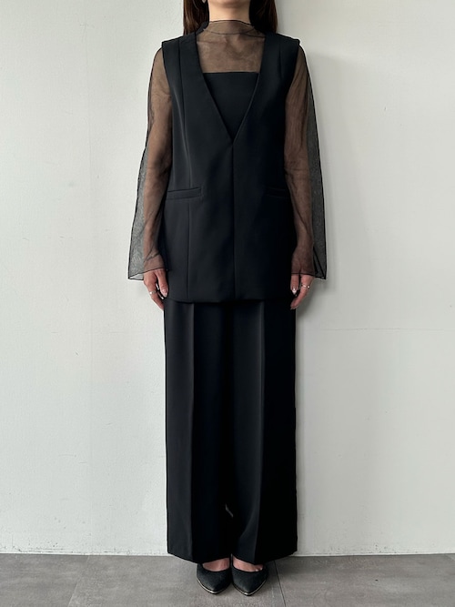 セール】チュール レイヤード トップス ワイドパンツ セットアップ