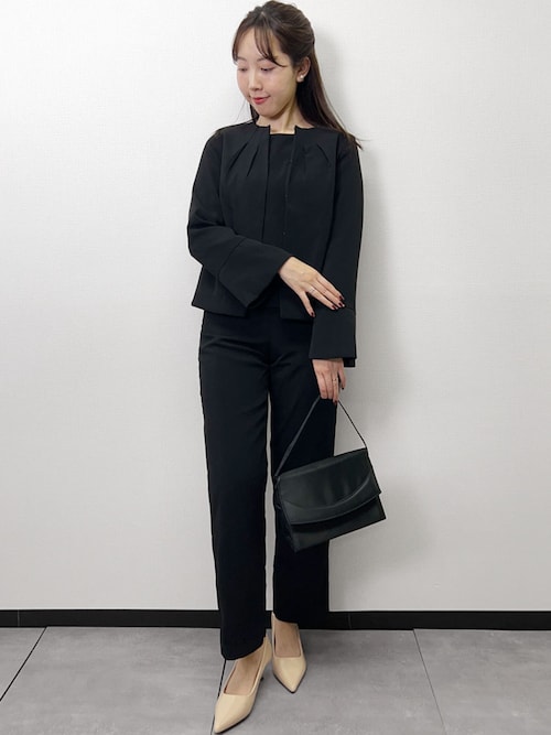 お得3点セットfrene ノーカラーブラックジャケットセット お得3点セットfrene ノーカラーブラックジャケットセット お得3点セット