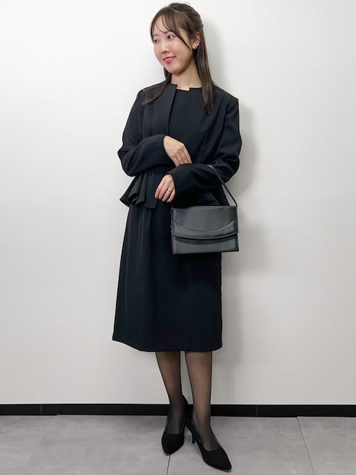 セール】ノーカラーペプラムジャケット コクーンワンピース